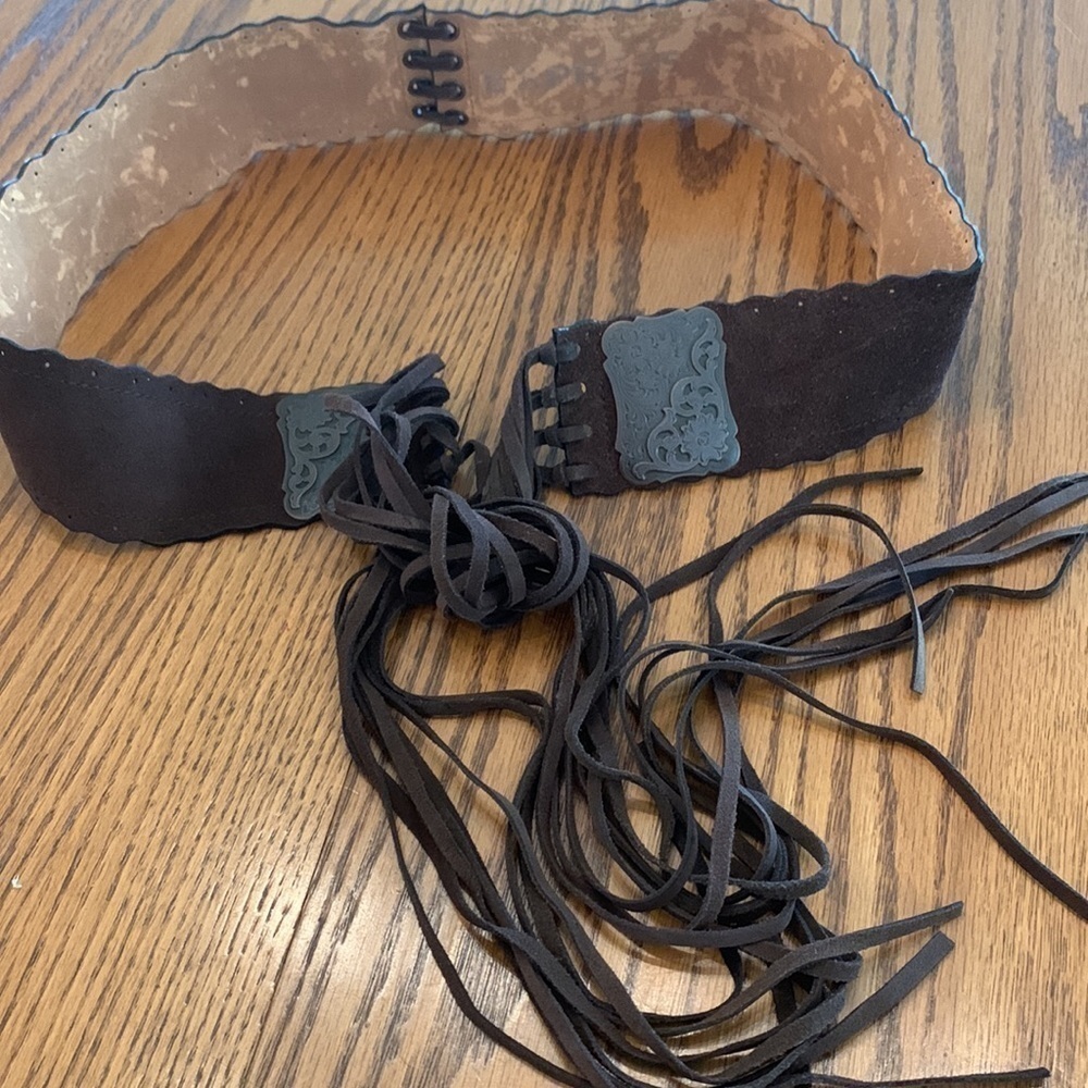 Express Italian leather belt boho prairie cowboy ranch wear with fringe. Rodeo